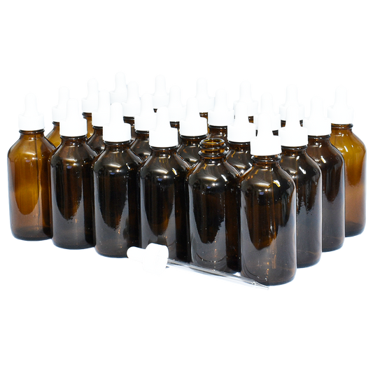 4 oz. Amber Boston Round with White Glass Dropper (22/400) (V5) (V8)