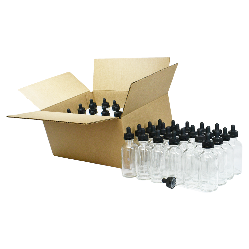 4 oz. Clear Boston Round with Black Child-Resistant Glass Dropper (22/400) (V20) (V8)