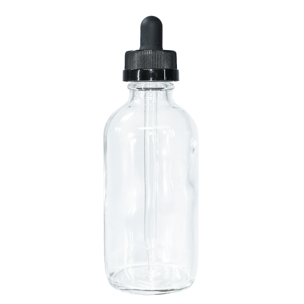 4 oz. Clear Boston Round with Black Child-Resistant Glass Dropper (22/400) (V20) (V8)
