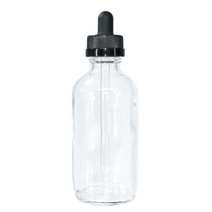 4 oz. Clear Boston Round with Black Child-Resistant Glass Dropper (22/400) (V20) (V8)