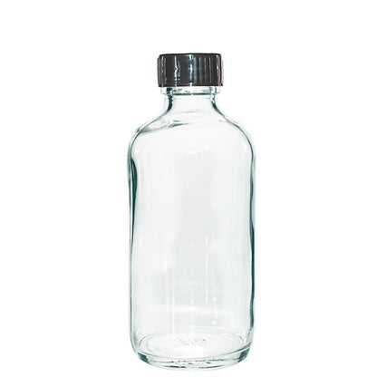 4 oz. Clear Boston Round with Black Cone Lined Cap (22/400) (V4) (V10)