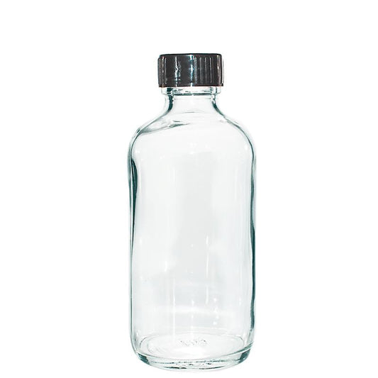 4 oz. Clear Boston Round with Black Cone Lined Cap (22/400) (V4) (V10)