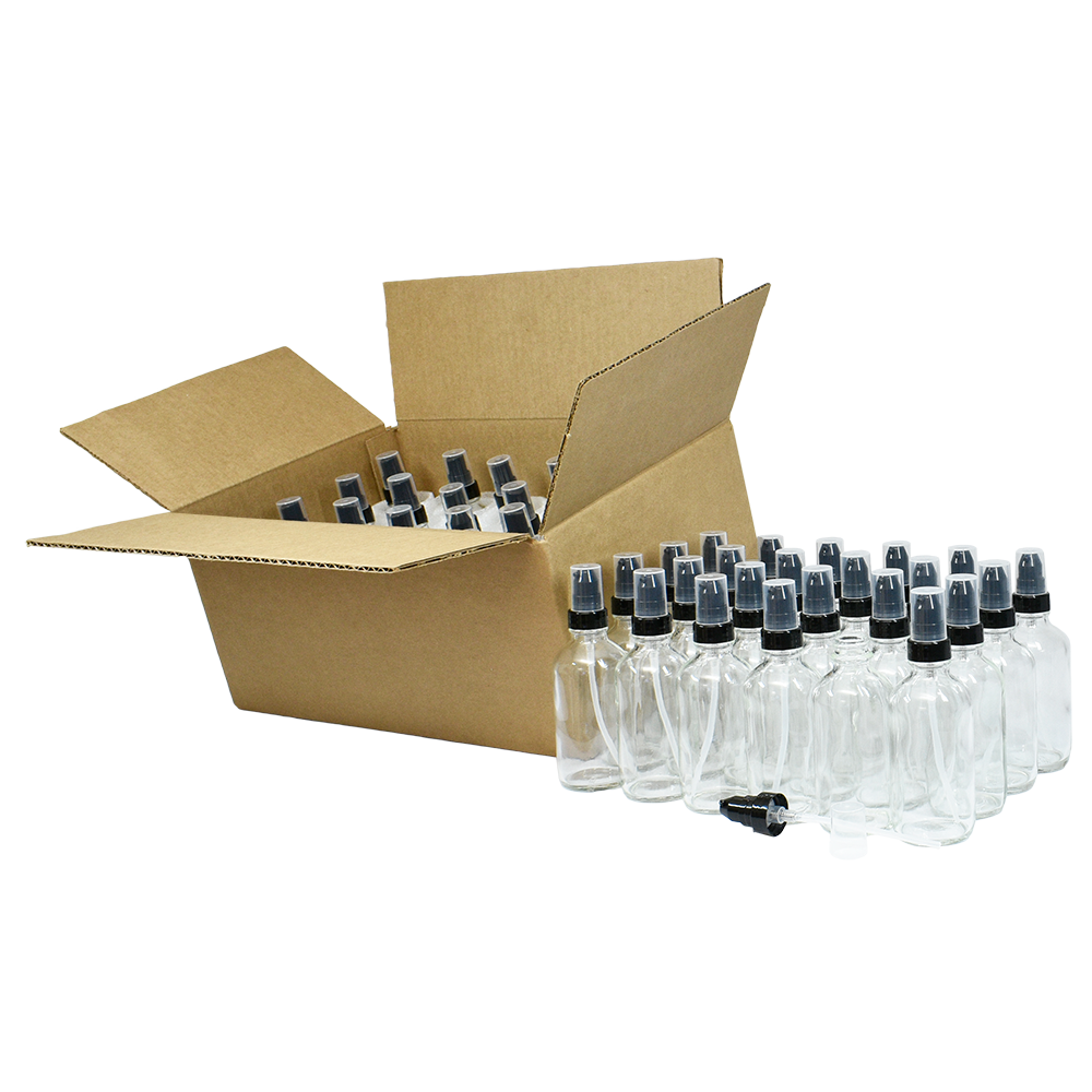 4 oz. Clear Boston Round with Black Cream Pump (22/400) (V20) (V20)
