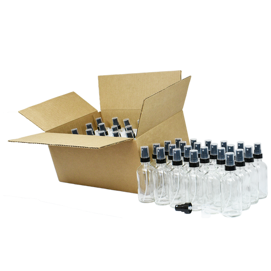 4 oz. Clear Boston Round with Black Fine-Mist Sprayer (Smooth) (22/400) (V20) (V20)