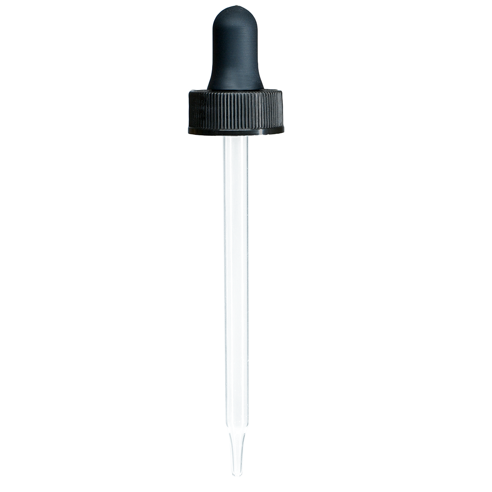 4 oz. Clear Boston Round with Black Glass Dropper (22/400) (V23) (V8)