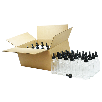 4 oz. Clear Boston Round with Nitrile Rubber Black Glass Dropper (22/400) (V20) (V12)