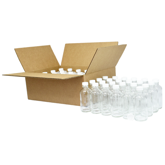 4 oz. Clear Boston Round with White Cap (22/400) (V20) (V1)