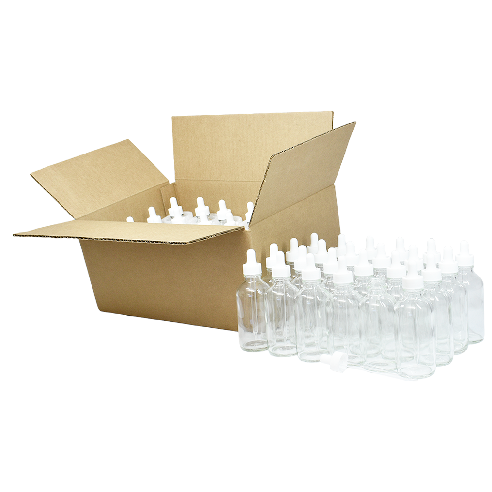 4 oz. Clear Boston Round with White Glass Dropper (22/400) (V20) (V8)