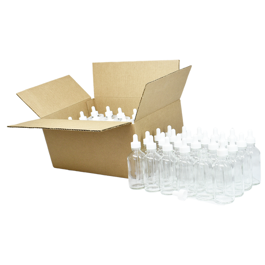 4 oz. Clear Boston Round with White Glass Dropper (22/400) (V22) (V8)