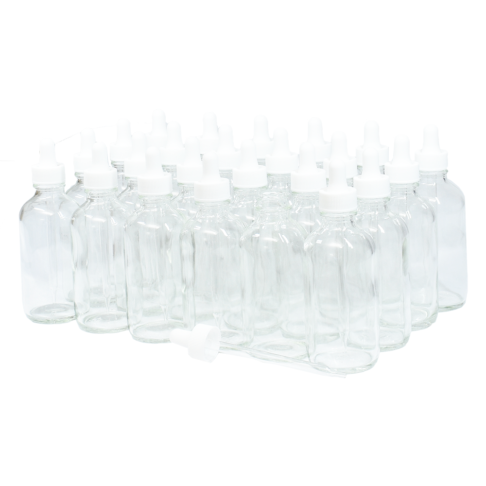 4 oz. Clear Boston Round with White Glass Dropper (22/400) (V22) (V8)
