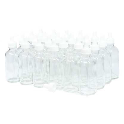 4 oz. Clear Boston Round with White Glass Dropper (22/400) (V22) (V8)