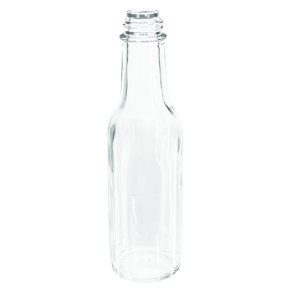 5 oz. Clear Glass Hot Sauce Bottle with White Unlined Cap and Orifice Reducer (24/414) (V1)-24 (V1)