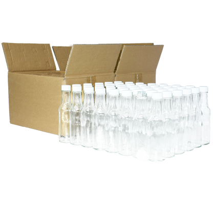 5 oz. Clear Glass Hot Sauce Bottle with White Unlined Cap and Orifice Reducer (24/414) (V1)-24 (V1)