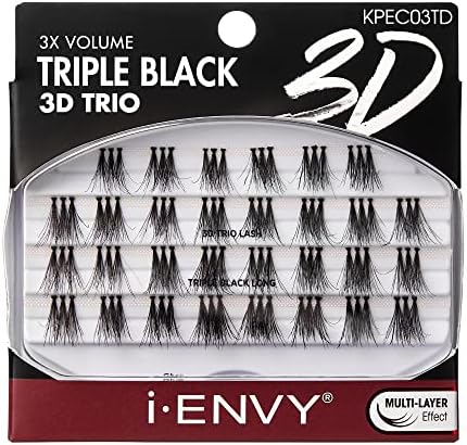 I envy triple black knotted individual lashes. 3D. Long.  Kpec03td