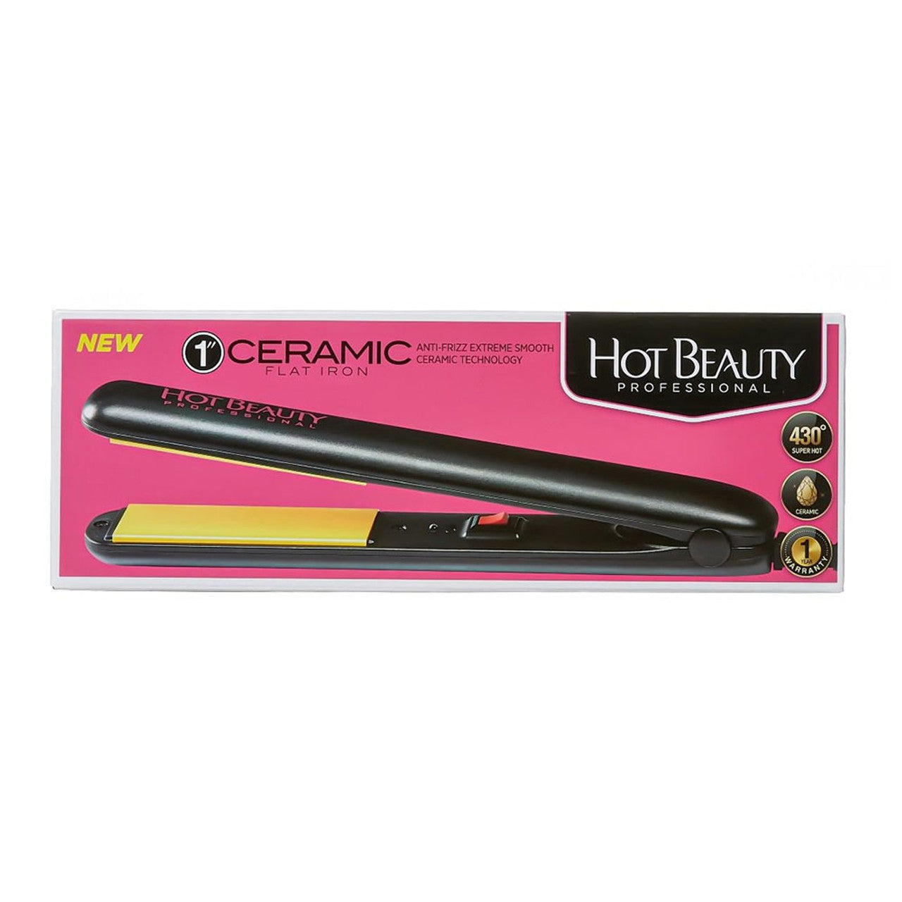 Hot Beauty Professional 1 Inch Ceramic Flat Iron, 1 Each. HFI100N