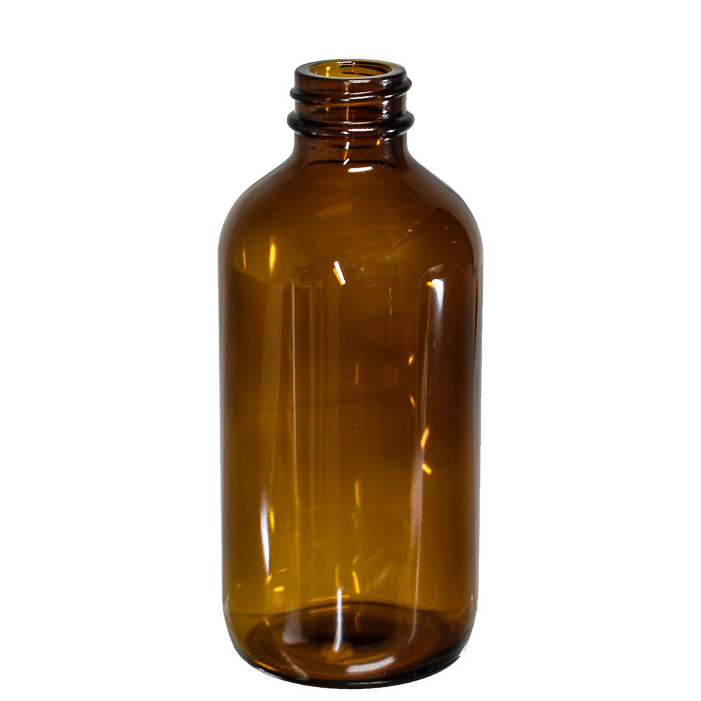 8 oz. Amber Boston Round with Black Trigger Sprayer (28/400) (V23) (V6)