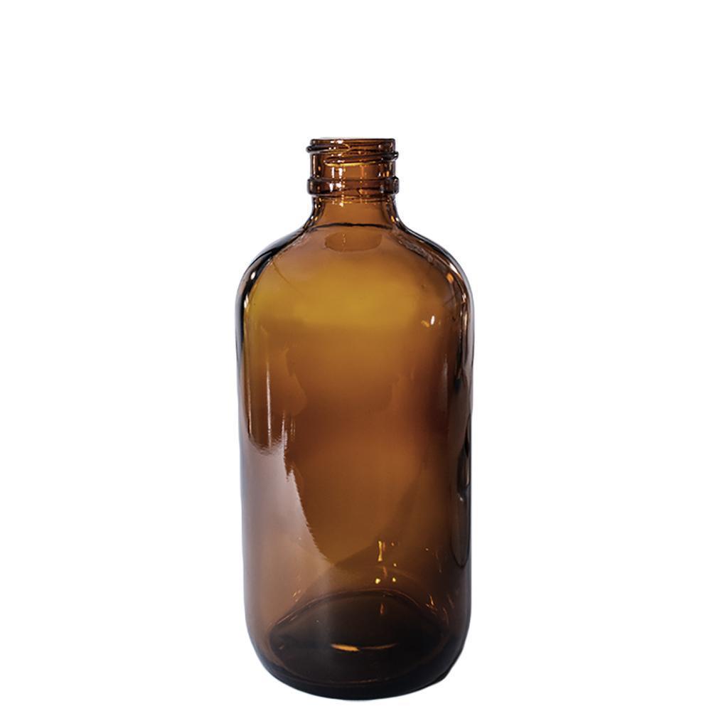 8 oz. Amber Boston Round with Black Foam-Lined Cap (24/400) (V4) (V1)