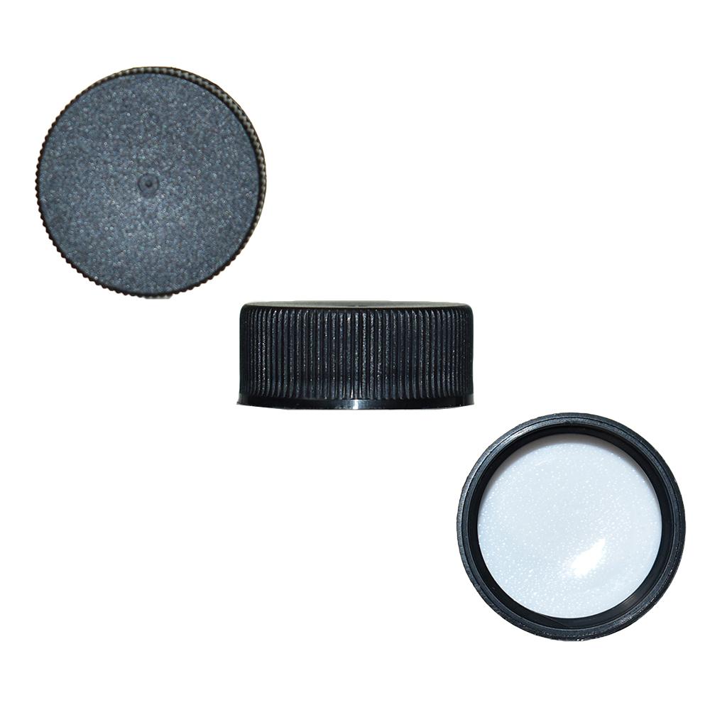 8 oz. Amber Boston Round with Black Foam-Lined Cap (24/400) (V4) (V1)