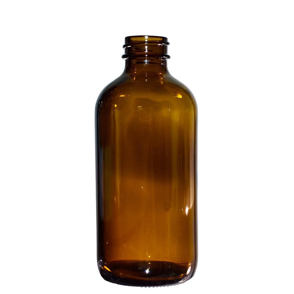 8 oz. Amber Boston Round with Black Poly Cone Cap (24/400) (V4) (V7)