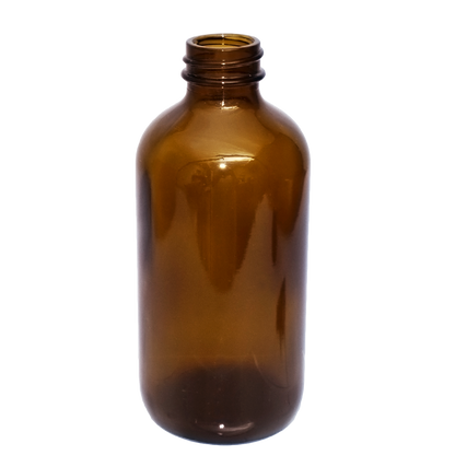 8 oz. Amber Boston Round with Black Poly Cone Caps and Black Trigger Sprayer (28/400) (V8) (V5) (V13)