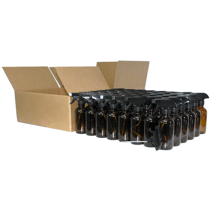 8 oz. Amber Boston Round with Black Trigger Sprayer (28/400) (V23) (V6)