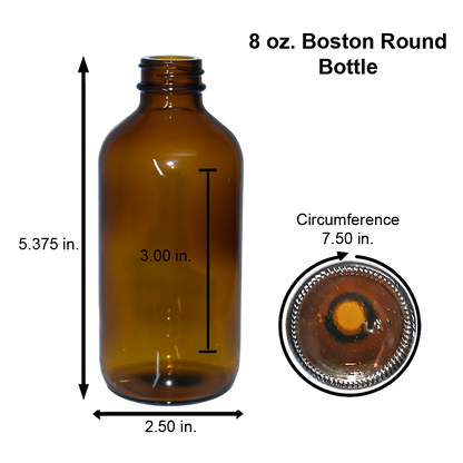 8 oz. Amber Boston Round with Black Trigger Sprayer (28/400) (V23) (V6)