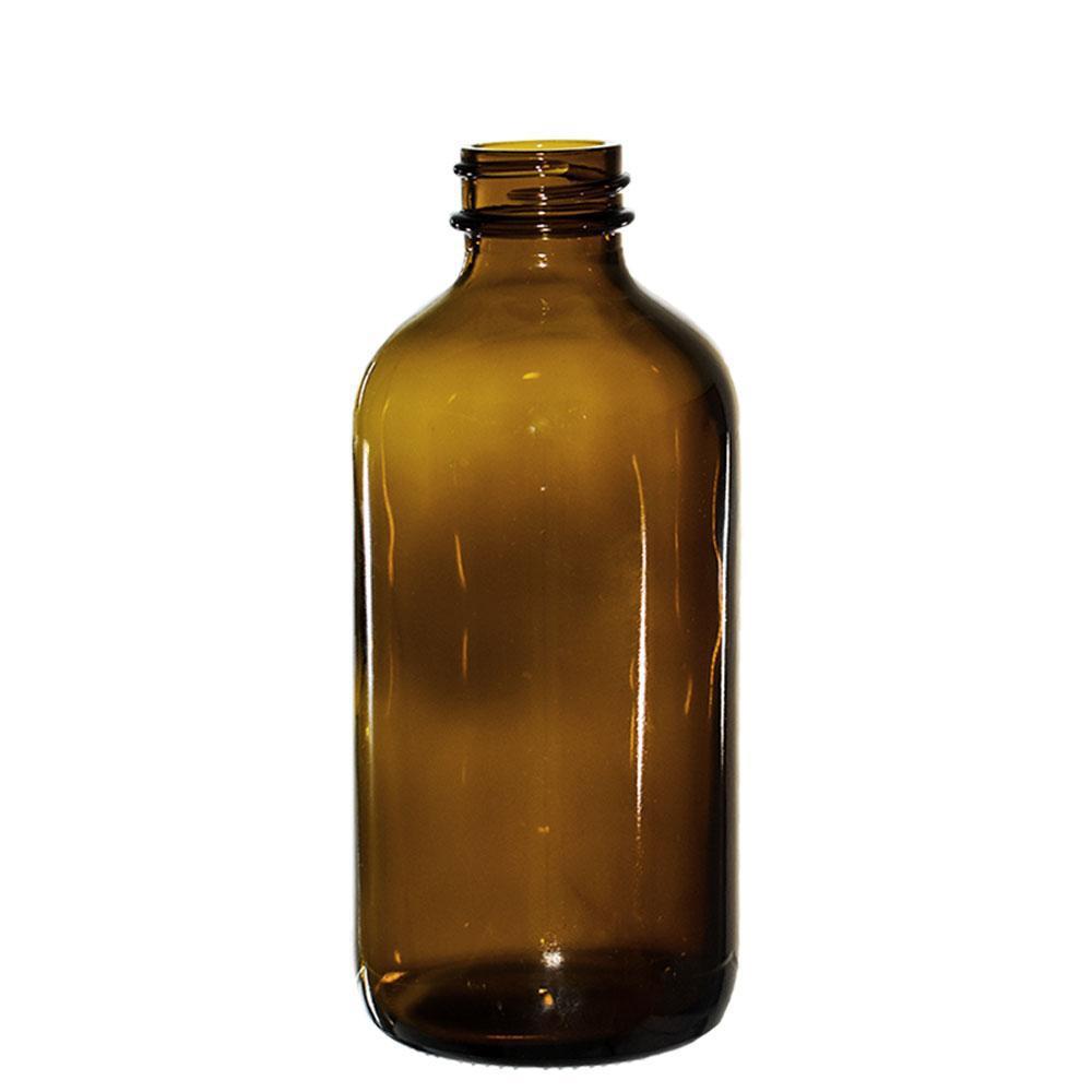 8 oz. Amber Boston Round with Black Trigger Sprayer (28/400) (V5) (V13)