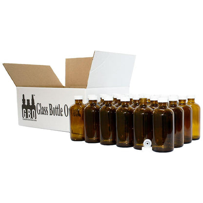 8 oz. Amber Boston Round with Reducer and White Foam-Lined Cap (24/400) (V4) (V1)
