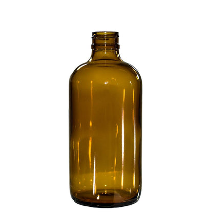 8 oz. Amber Boston Round with White Foam-Lined Cap (24/400) (V4) (V1)