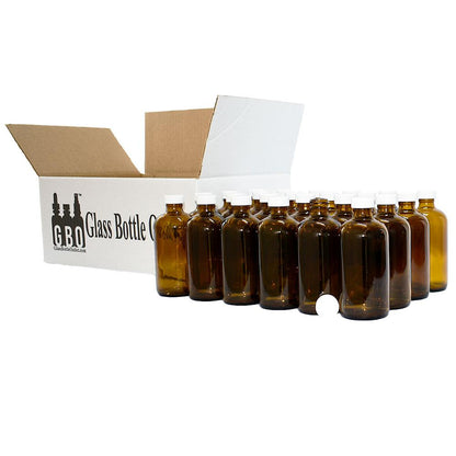 8 oz. Amber Boston Round with White Foam-Lined Cap (24/400) (V4) (V1)