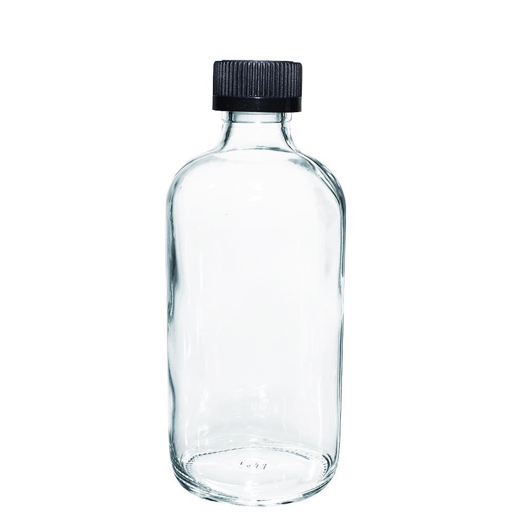 8 oz. Clear Boston Round with Black Child-Resistant Cap (24/400) (V4) (V1)