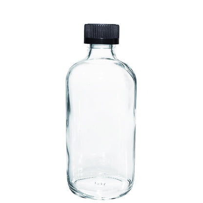 8 oz. Clear Boston Round with Black Child-Resistant Cap (24/400) (V4) (V1)