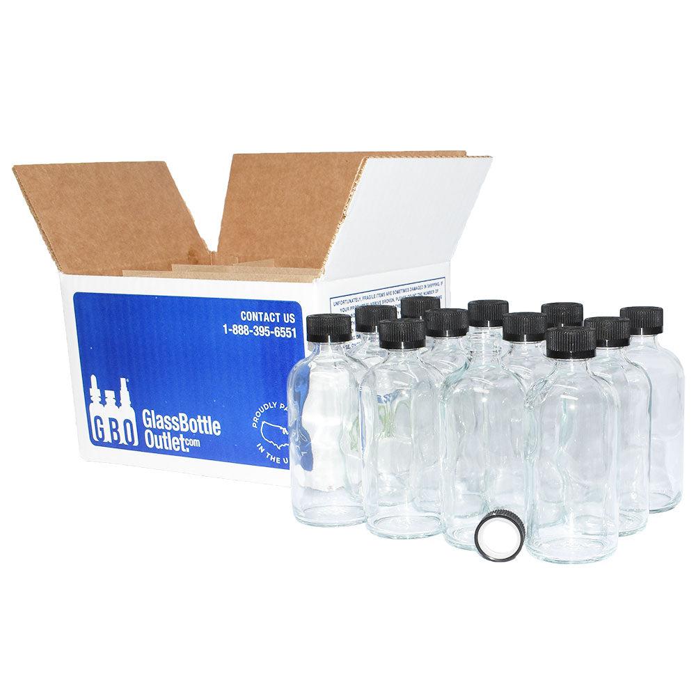 8 oz. Clear Boston Round with Black Child-Resistant Cap (24/400) (V4) (V1)