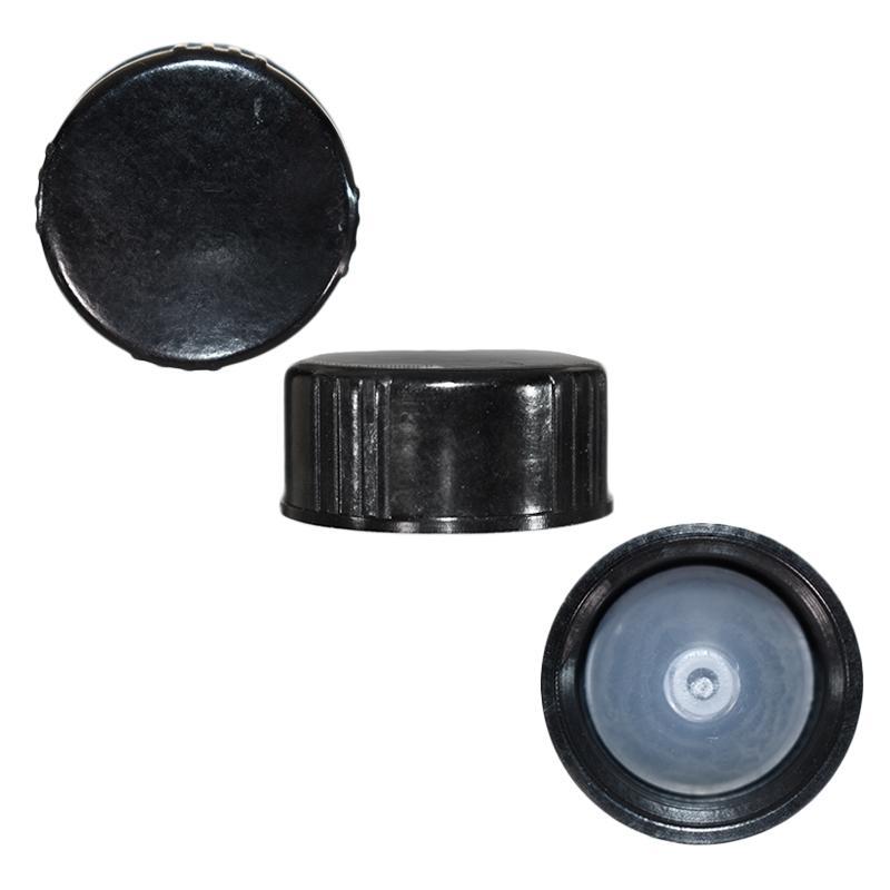 8 oz. Clear Boston Round with Black Poly Cone Cap (24/400) (V4) (V10)