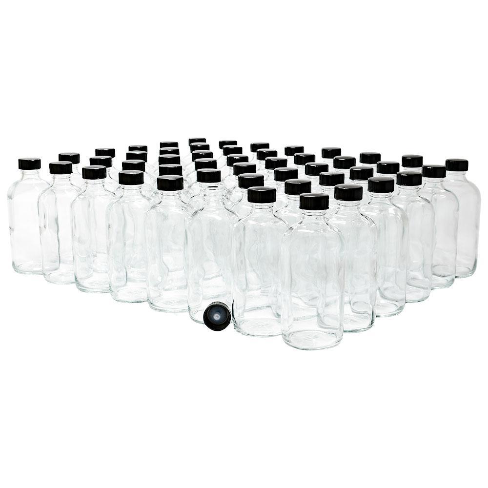8 oz. Clear Boston Round with Black Poly Cone Cap (24/400) (V4) (V10)