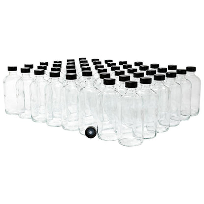 8 oz. Clear Boston Round with Black Poly Cone Cap (24/400) (V4) (V10)