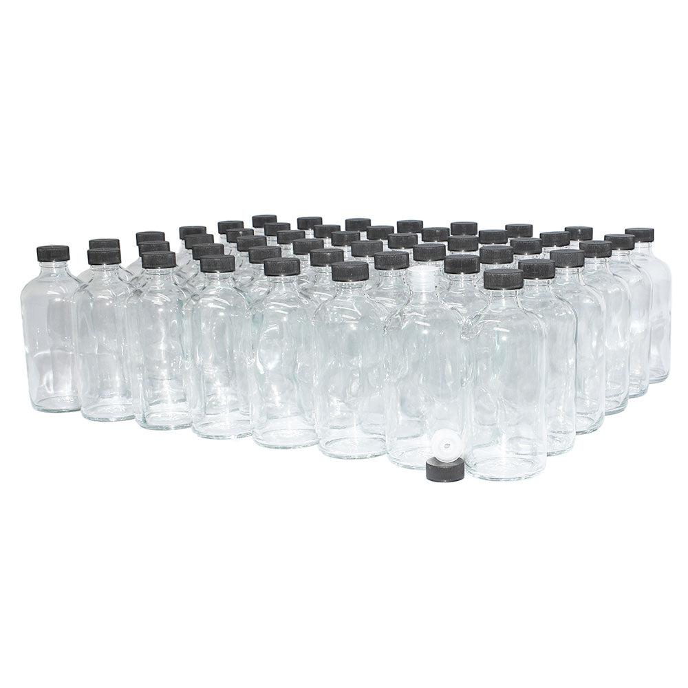 8 oz. Clear Boston Round with Reducer and Black Foam-Lined Cap (24/400) (V4) (V1)