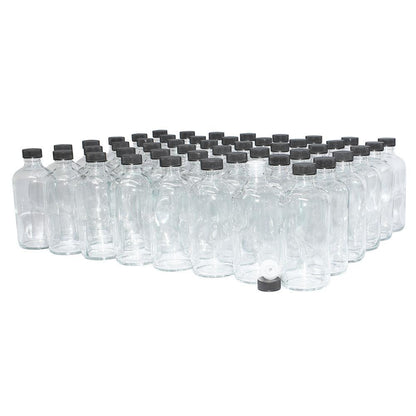 8 oz. Clear Boston Round with Reducer and Black Foam-Lined Cap (24/400) (V4) (V1)