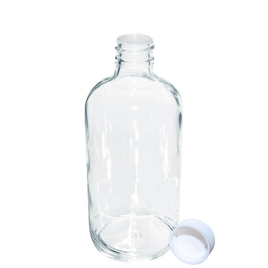 8 oz. Clear Boston Round with Reducer and White Child-Resistant Cap (24/400) (V4) (V1)