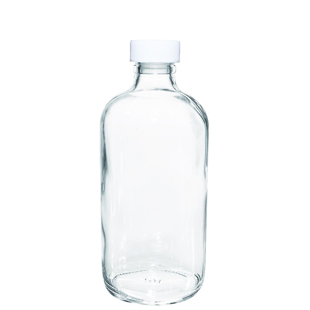 8 oz. Clear Boston Round with Reducer and White Child-Resistant Cap (24/400) (V4) (V1)