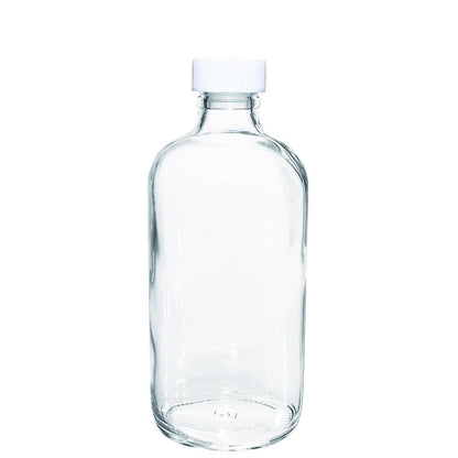8 oz. Clear Boston Round with Reducer and White Child-Resistant Cap (24/400) (V4) (V1)