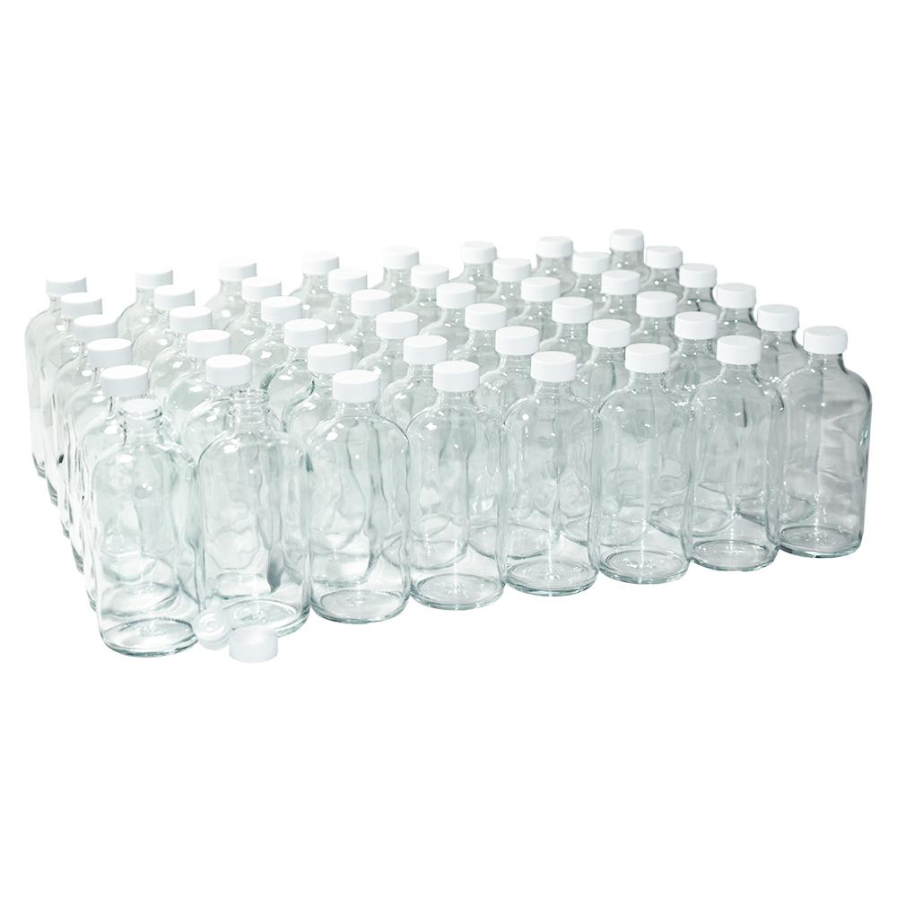 8 oz. Clear Boston Round with Reducer and White Child-Resistant Cap (24/400) (V4) (V1)