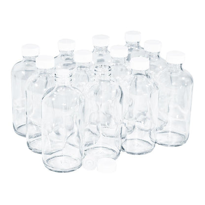 8 oz. Clear Boston Round with Reducer and White Child-Resistant Cap (24/400) (V4) (V1)