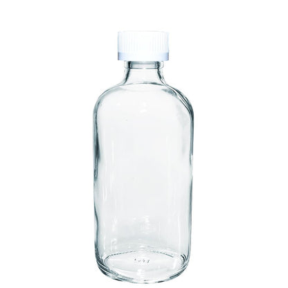 8 oz. Clear Boston Round with White Child-Resistant Cap (24/400) (V4) (V1)