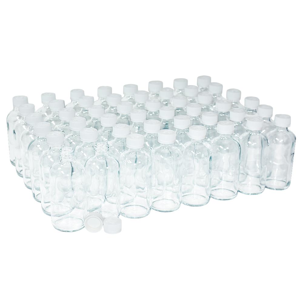 8 oz. Clear Boston Round with White Child-Resistant Cap (24/400) (V4) (V1)