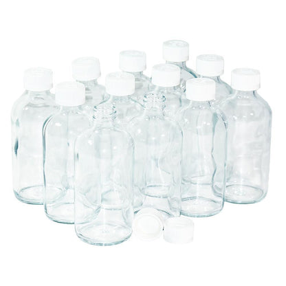 8 oz. Clear Boston Round with White Child-Resistant Cap (24/400) (V4) (V1)