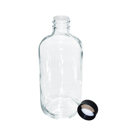 8 oz. Clear Boston Round with Reducer and Black Foam-Lined Cap (24/400) (V4) (V1)