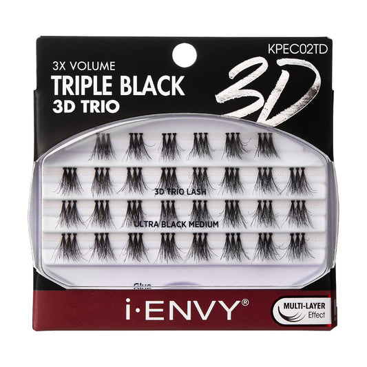 I envy triple black knotted individual lashes. 3D. Medium.  Kpec02td