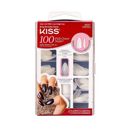 KISS 100 Full-Cover Nails - LONG STILETTO - 66007 - 100PS22