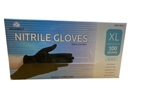 Dream World Nitrile Gloves Black BR5416BXL